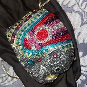 Crystal Embellished Crusted Clutch Purse. ELEPHANT